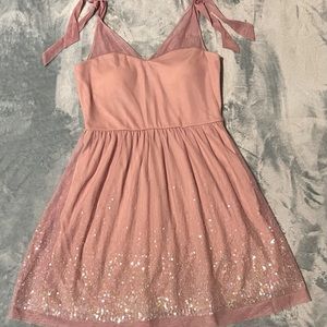 Mauve sequined and tulle cocktail dress